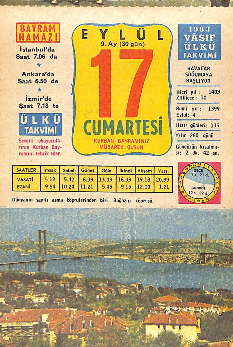 17 Eylül 1983 Takvim Yaprağı - Doğum Günü Hediyesi EFMN15903 - 1