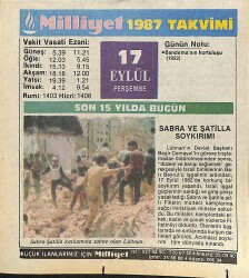 17 Eylül 1987 Takvim Yaprağı - Doğum Günü Hediyesi EFMN14134 - Gökçekoleksiyon