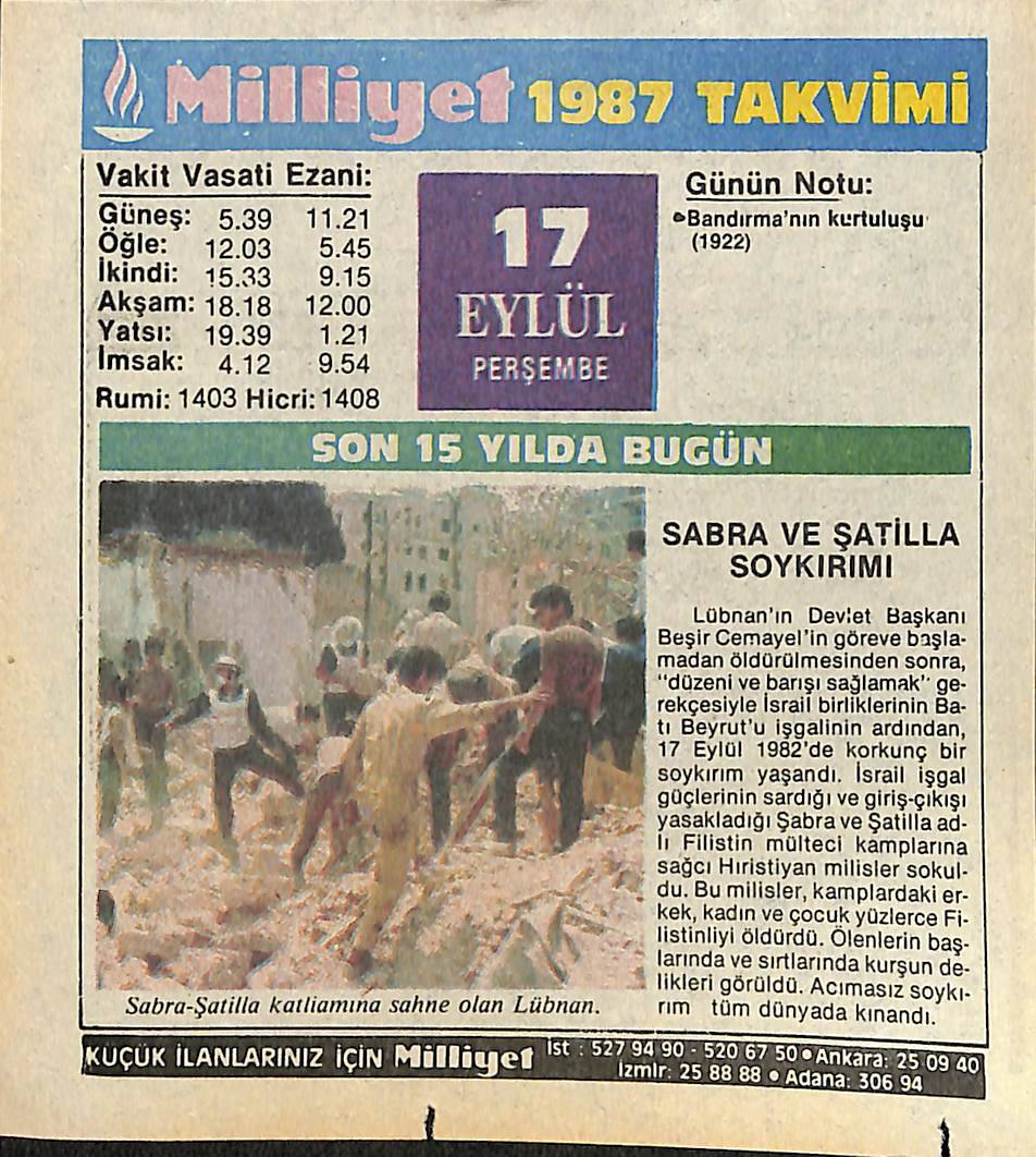 17 Eylül 1987 Takvim Yaprağı - Doğum Günü Hediyesi EFMN14134 - 1