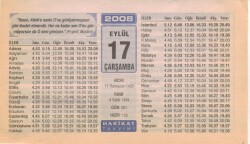 17 Eylül 2008 Takvim Yaprağı EFM(N)2923 - 3