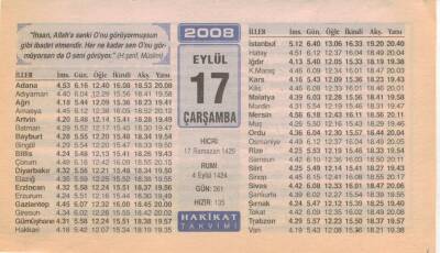 17 Eylül 2008 Takvim Yaprağı EFM(N)2923 - 3