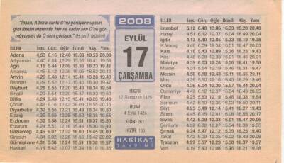 17 Eylül 2008 Takvim Yaprağı EFM(N)2923 - 1