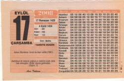 17 Eylül 2008 Takvim Yaprağı EFM(N)2957 - 3