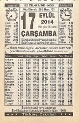 17 Eylül 2014 Takvim Yaprağı - Doğum Günü Hediyesi EFMN14307 - Gökçekoleksiyon