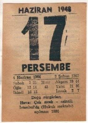 17 Haziran 1948 Takvim Yaprağı EFM(N)1402 - 2