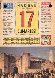 17 Haziran 1972 Takvim Yaprağı - Doğum Günü Hediyesi EFM(N)12440 - Gökçekoleksiyon