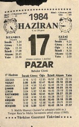 17 Haziran 1984 Takvim Yaprağı - Doğum Günü Hediyesi EFM(N)11432 - Gökçekoleksiyon