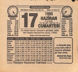 17 Haziran 1995 Takvim Yaprağı - Doğum Günü Hediyesi EFMN15464 - Gökçekoleksiyon
