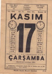 17 Kasım 1965 Takvim Yaprağı EFM(N)3688 - 1
