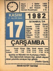 17 Kasım 1982 Takvim Yaprağı - Doğum Günü Hediyesi EFMN15974 - Gökçekoleksiyon