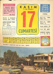 17 Kasım 1984 Takvim Yaprağı - Doğum Günü Hediyesi EFMN14793 - Gökçekoleksiyon