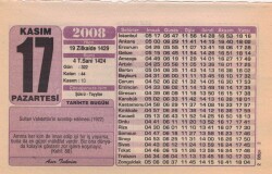 17 Kasım 2008 Takvim Yaprağı EFM(N)3813 - 1