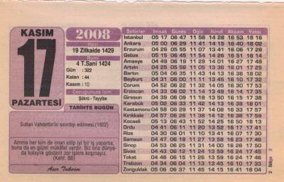 17 Kasım 2008 Takvim Yaprağı EFM(N)3813 - 1