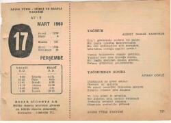 17 Mart 1960 Ajans Türk Takvim Yaprağı (Şiirli Saatli) EFM(N)1544 - 4