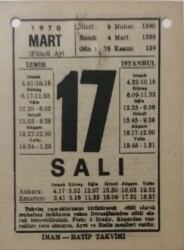 17 Mart 1970 Takvim Yaprağı - Doğum Günü Hediyesi EFM(N)7961 - 1
