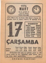 17 Mart 1976 Takvim Yaprağı EFM(N)5958 - 3