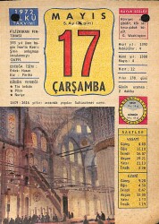 17 Mayıs 1972 Takvim Yaprağı - Doğum Günü Hediyesi EFM(N)12240 - Gökçekoleksiyon