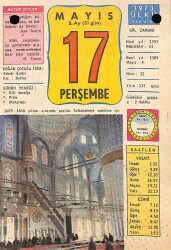 17 Mayıs 1973 Takvim Yaprağı - Doğum Günü Hediyesi EFM(N)9342 - Gökçekoleksiyon
