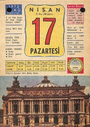 17 Nisan 1972 Takvim Yaprağı - Doğum Günü Hediyesi EFM(N)12185 - Gökçekoleksiyon