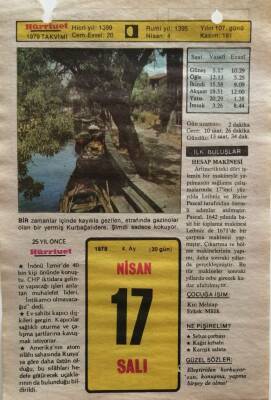 17 Nisan 1979 Takvim Yaprağı - Doğum Günü Hediyesi EFM(N)8522 - 2