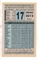 17 Nisan 2012 Takvim Yaprağı EFM(N)1918 - 3