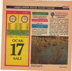 17 Ocak 1984 Takvim Yaprağı EFM(N)4632 - Gökçekoleksiyon