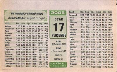 17 Ocak 2008 Takvim Yaprağı - Doğum Günü Hediyesi EFM(N)7483 - 1