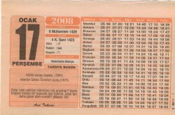 17 Ocak 2008 Takvim Yaprağı EFM(N)4942 - Gökçekoleksiyon