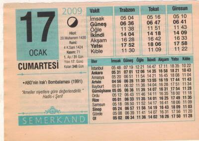 17 Ocak 2009 Takvim Yaprağı EFM(N)4973 - 1