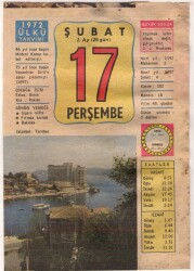 17 Şubat 1972 Takvim Yaprağı EFM(N)5478 - Gökçekoleksiyon