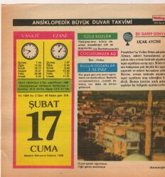17 Şubat 1984 Takvim Yaprağı EFM(N)5171 - Gökçekoleksiyon