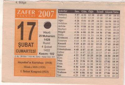 17 Şubat 2007 Takvim Yaprağı EFM(N)5536 - 1
