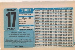 17 Şubat 2008 Takvim Yaprağı EFM(N)5593 - 1
