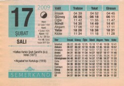 17 Şubat 2009 Takvim Yaprağı EFM(N)5622 - 3