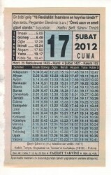 17 Şubat 2012 Takvim Yaprağı EFM(N)1858 - 3