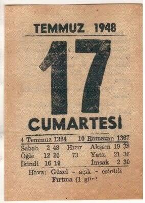 17 Temmuz 1948 Takvim Yaprağı EFM(N)1432 - 4
