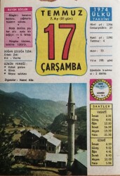 17 Temmuz 1974 Takvim Yaprağı - Doğum Günü Hediyesi EFM(N)9424 - Gökçekoleksiyon