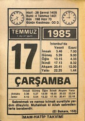 17 Temmuz 1985 Takvim Yaprağı - Doğum Günü Hediyesi EFMN15727 - Gökçekoleksiyon
