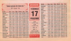 17 Temmuz 2008 Takvim Yaprağı EFM(N)2041 - 2