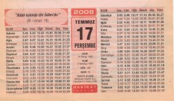17 Temmuz 2008 Takvim Yaprağı EFM(N)2041 - 1