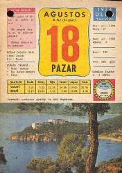 18 Ağustos 1974 Takvim Yaprağı - Doğum Günü Hediyesi EFM(N)9513 - Gökçekoleksiyon