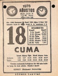 18 Ağustos 1978 Takvim Yaprağı - Doğum Günü Hediyesi EFM(N)9736 - 1