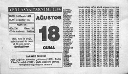 18 Ağustos 2006 Takvim Yaprağı - Doğum Günü Hediyesi EFM(N)9954 - 1