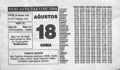18 Ağustos 2006 Takvim Yaprağı - Doğum Günü Hediyesi EFM(N)9954 - 1
