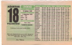 18 Ağustos 2008 Takvim Yaprağı EFM(N)2423 - 3