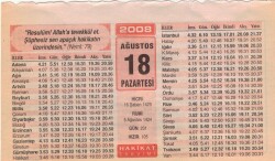 18 Ağustos 2008 Takvim Yaprağı EFM(N)2424 - 2