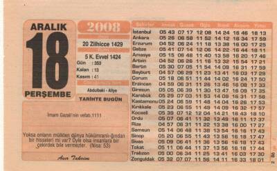 18 Aralık 2008 Takvim Yaprağı EFM(N)4361 - 2