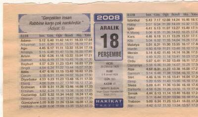 18 Aralık 2008 Takvim Yaprağı EFM(N)4453 - 2