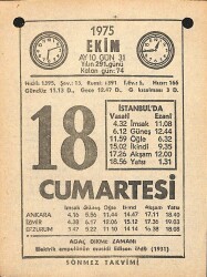 18 Ekim 1975 Takvim Yaprağı - Doğum Günü Hediyesi EFM(N)12556 - Gökçekoleksiyon