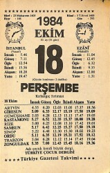 18 Ekim 1984 Takvim Yaprağı - Doğum Günü Hediyesi EFMN14565 - Gökçekoleksiyon